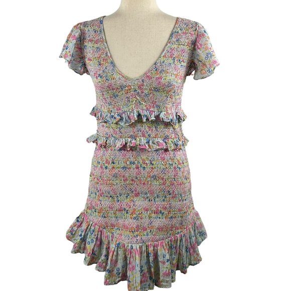 LoveShackFancy Dresses & Skirts - So cute!  LOVESHACKFANCY Sonora Floral & Ruffly Smocked & Stretchy Mini …
